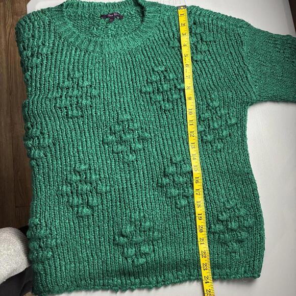 Olivia Sky Emerald Green Chunky Textured Knit Crew Neck Sweater - Size Large - Picture 7 of 7